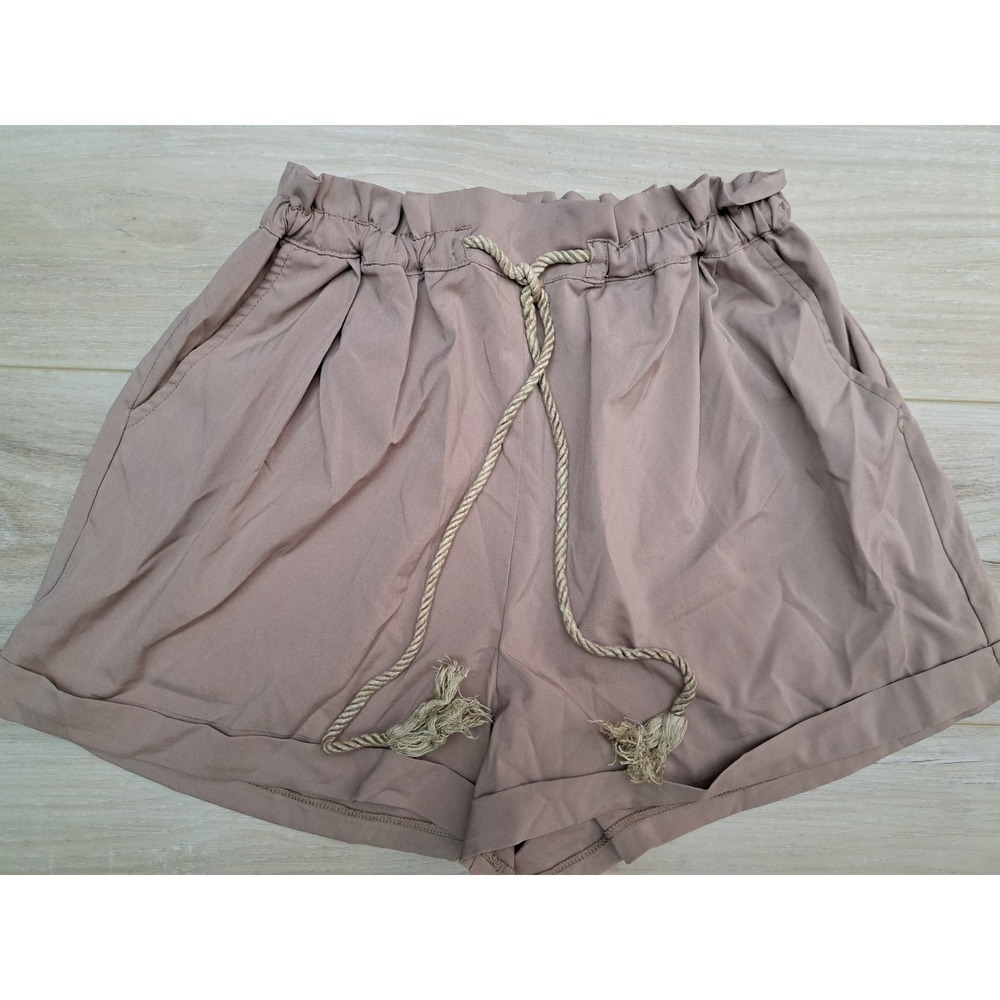 Bar III Womens Taupe Mauve Paperbag Waist Rope Drawstring Shorts Size M - Picture 3 of 8